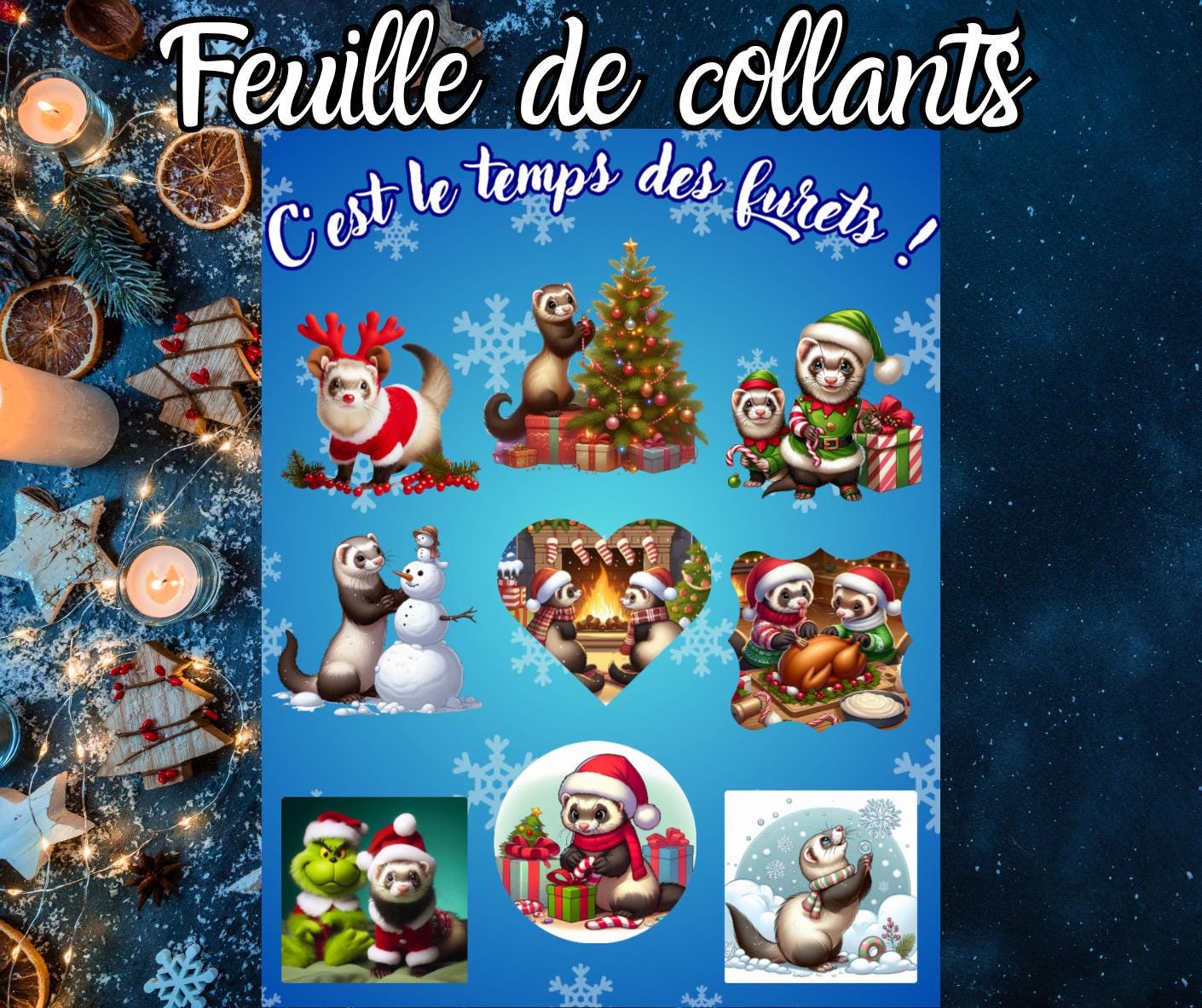 Feuille d’autocollants furets
