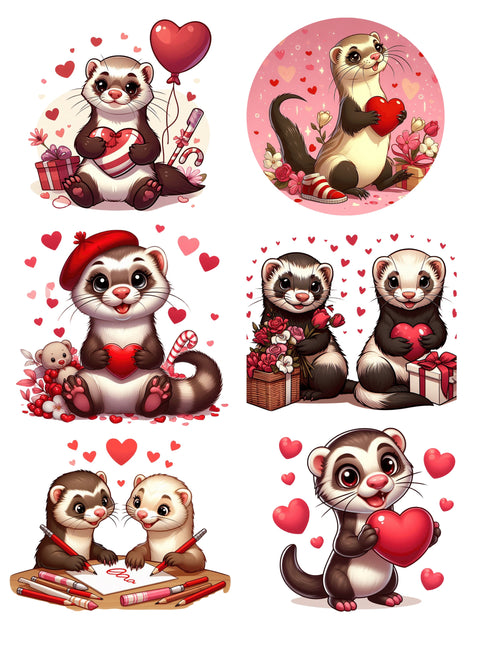 Autocollant furets de la Saint-Valentin