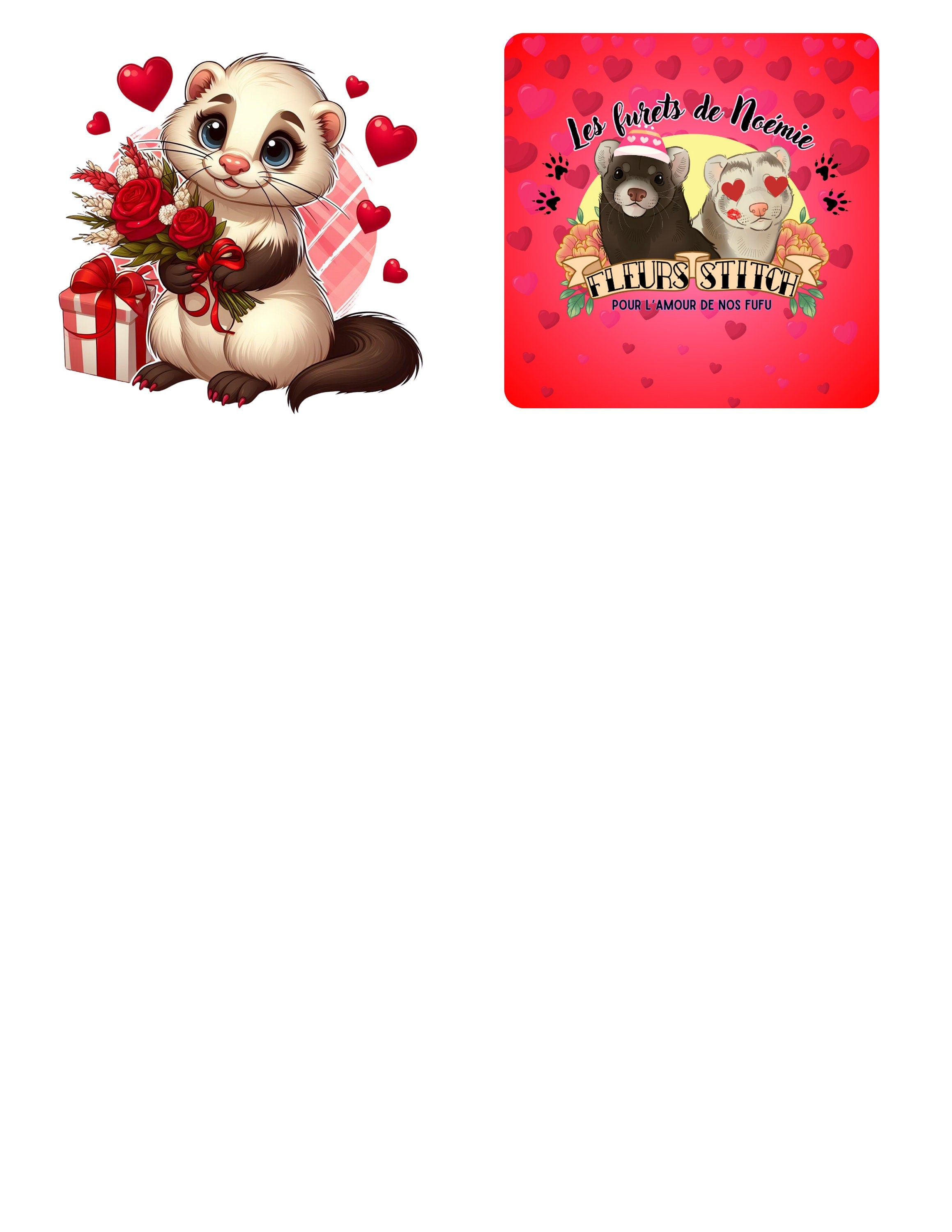 Autocollant furets de la Saint-Valentin