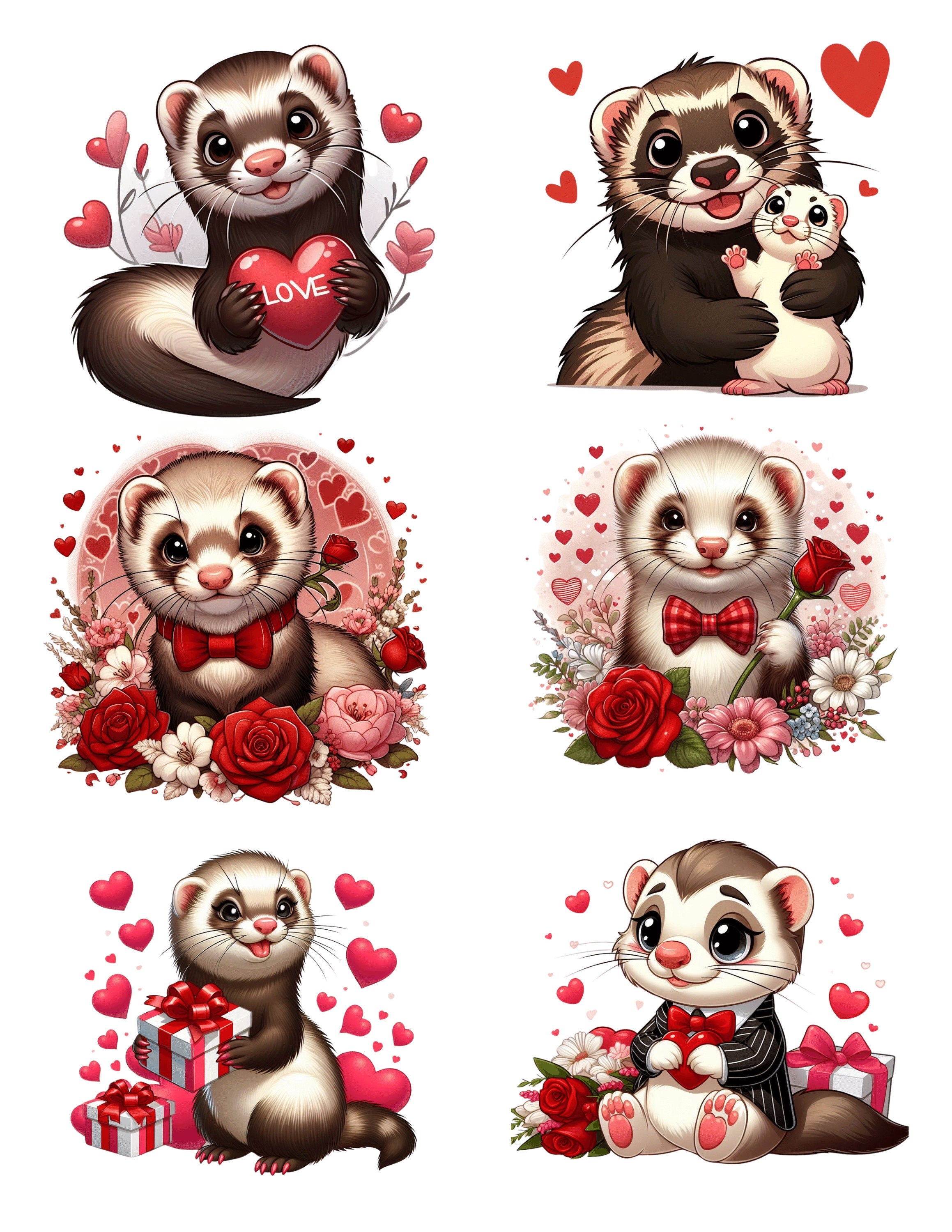 Autocollant furets de la Saint-Valentin
